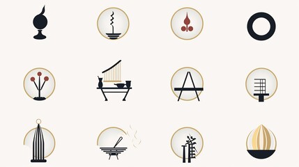 Icon Set Illustrating Performance for Learning Growth and Success