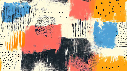 Fototapeta premium Brush strokes seamless pattern with grunge texture