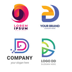 d alphabet letter Corporate business company marketing logo design elegant and badge design collection  vector logo