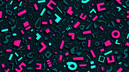 Fototapeta premium Neon typography seamless pattern on black