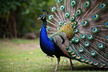 Stunning Peacock Showcasing Vibrant Feathers and Grace in Natural Habitat