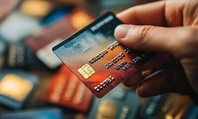 Closeup of Hand Holding Credit Card in Business and Financial Context : Generative AI