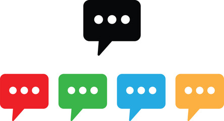 Colorful speech bubble icon set in five colors . Chatting box icon . Speak bubble icon vector