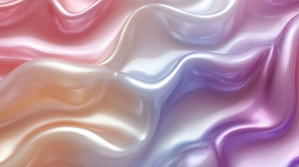 Close-up view of an iridescent mother of pearl texture, showcasing the natural, abstract swirls of soft, luminous colors that mimic the gentle waves of light reflecting off a pearl-like surface