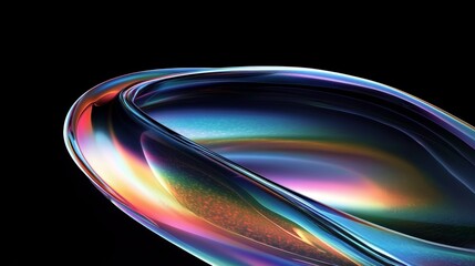 Iridescent Ribbon Structure Abstract Design Futuristic 3D Render