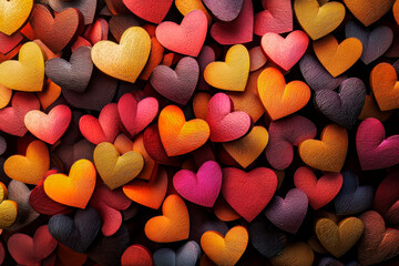 Banner pattern of multicolored hearts. Background for Valentine's Day, wedding anniversary.