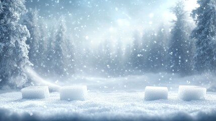 Winter Scene Snowfall Display Platform for Christmas and New Year Celebration