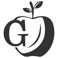  letter logo vector with apple fruit