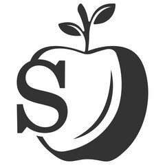  letter logo vector with apple fruit