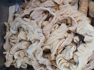 Fresh food, pork intestines, for use in cooking
