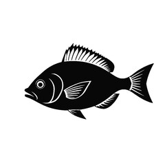 black-and-white silhouette of a fish with sharp, well-defined features