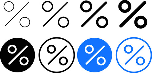 Percent, percentage icon set. Modern and editable percent icon. percentage, discount, divide icon symbols. Discount and sale sign
