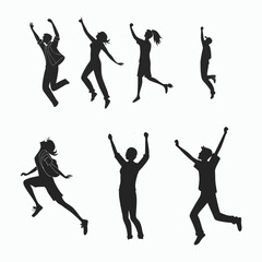 Energetic poses silhouettes dyna jumping people