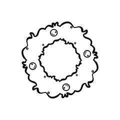 Christmas wreath in doodle hand drawn style, PNG file no background
