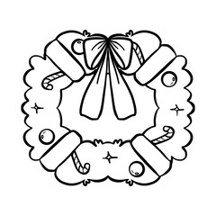 Christmas wreath in doodle hand drawn style, PNG file no background