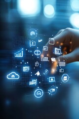 Futuristic Digital Interface for Document Management and Cloud Storage System Interaction