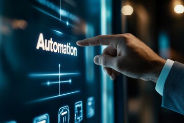 Futuristic Automation Interface. Touchscreen Technology. Modern Business