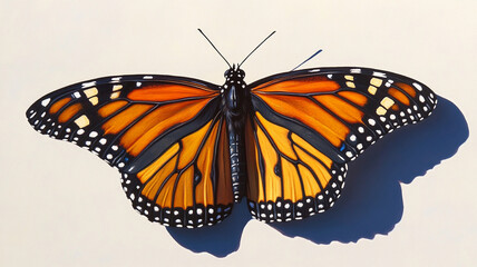 Fototapeta premium stunning butterfly with vibrant orange and black wings rests gracefully