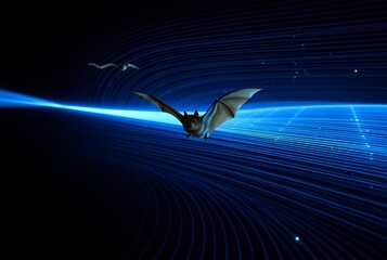 Bat echo location visualized as sound waves forming a U