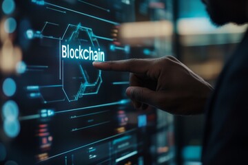 Blockchain Technology Interface - Futuristic Digital Display
