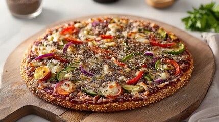 Chia and Flax Seed Infused Veggie Pizza