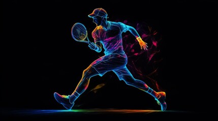 Vibrant Abstract Silhouette of a Tennis Player in Motion