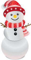 snowman with red hat and scarf PNG