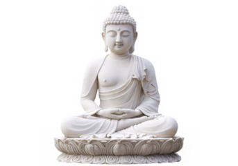 3D rendering statue Buddha sitting meditative pose made statue, cut out