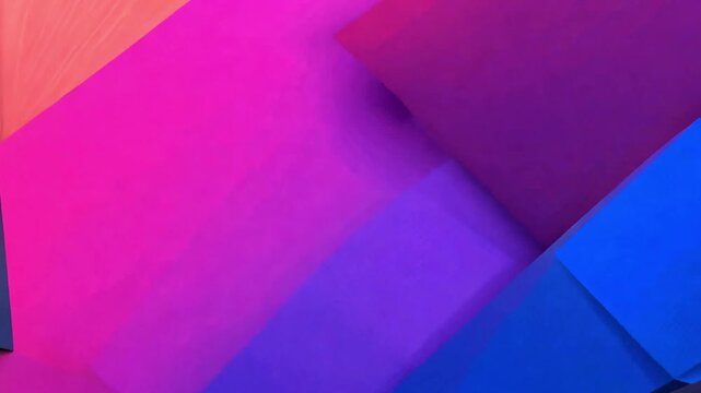 Abstract geometric pattern of overlapping pink, purple, and blue rectangles and squares