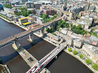 Obraz premium Central Newcastle City from River Tyne at Northern England