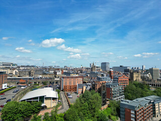 Central Newcastle City from River Tyne at Northern England