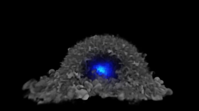 Magic teleportation portal  on gorund with blue light effetct 4k footage animation
