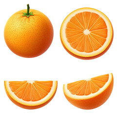 A realistic vector illustration of a halved orange Isolated on a transparent background.