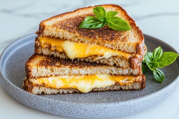 Savor the classic grilled cheese sandwich gooey cheddar bliss in a cozy kitchen setting