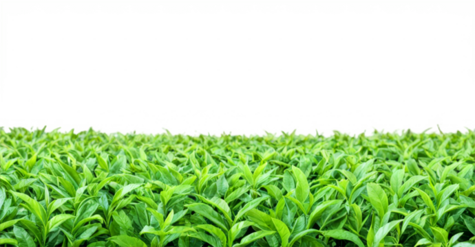 Close-up field green tea leaves are arranged Picturesque plantation, cut