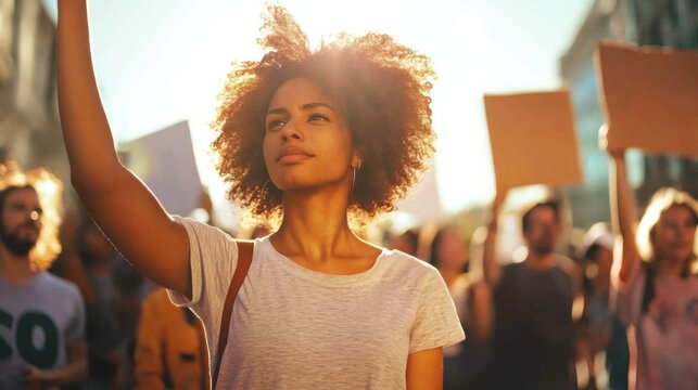 A group of activists organizing a protest for affordable housing rights, Symbolizing advocacy and social justice in housing access, photography style