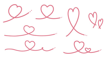 くるんとした手描きの線のハートのベクターイラストセット素材