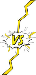 Fototapeta premium Comic VS Effect Shape with pop art style. Yellow Versus Lightning. Comic Fighting Duel and Comic Battle Match