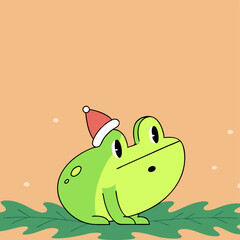 frog wear christmas hat