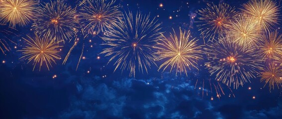 Fototapeta premium Vibrant Fireworks Display Night Celebration Background