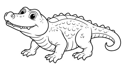 a cartoon drawing of a crocodile with a black outline