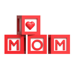 love mom bricks 3d icon illustration 