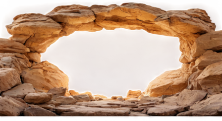Large rock formation arch opening center is made Big empty cave