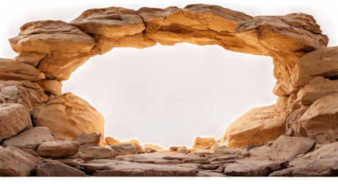 Large rock formation arch opening center is made Big empty cave