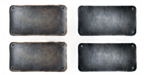 Four rectangular metal plates rusted weathered appearance are Set