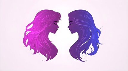 Stylized female face silhouette logo.