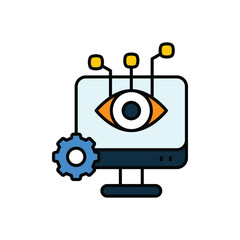 computer vision color line icon with white background vector stock illustration