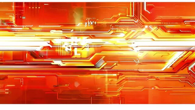 Abstract Red and Orange Geometric Design with Glowing Lights