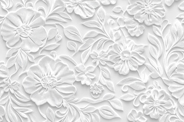 Fototapeta premium Vintage floral lace pattern in white with seamless texture
