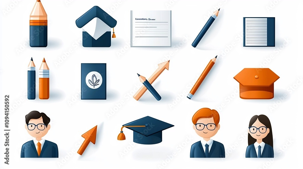 Poster a collection of 15 minimalist icons showcasing the themes of growth development and education the cl